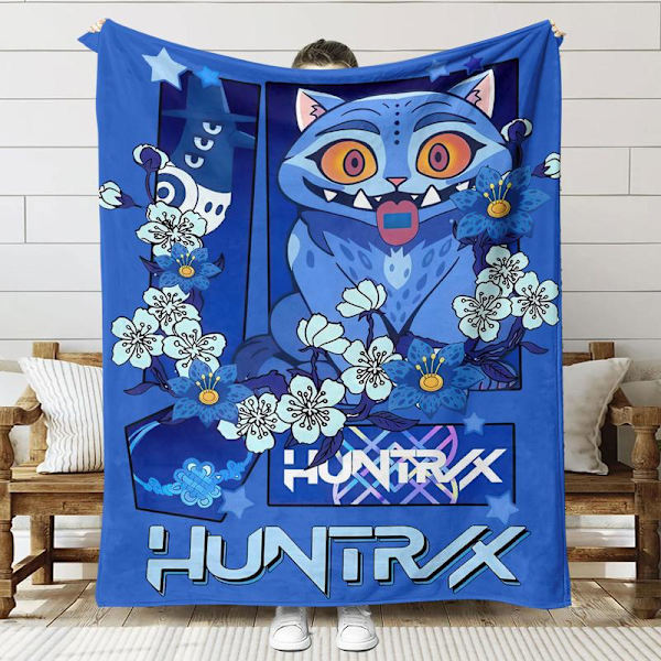 Huntrix K-Pop Printet Tæppe | Flannel Plaid til Sofa & Seng (Anime Tema) 70+100cm 26
