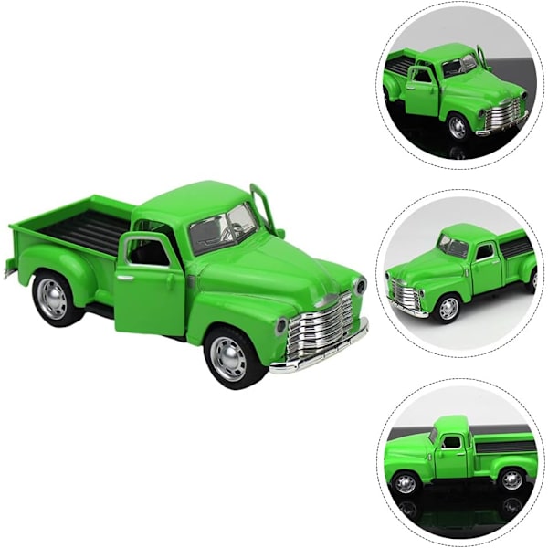 1 kpl Pick Up Truck, Vihreä- 1/32 mittakaavassa Diecast malli Leluauto Vintage automalli Retro- vintage automalli Lelu metalliseos automalli kodin sisustus Green