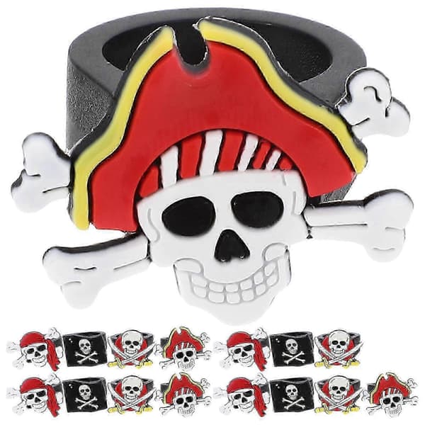16 stk. pirat-tema PVC-gummiringe til børn (assorterede farver)