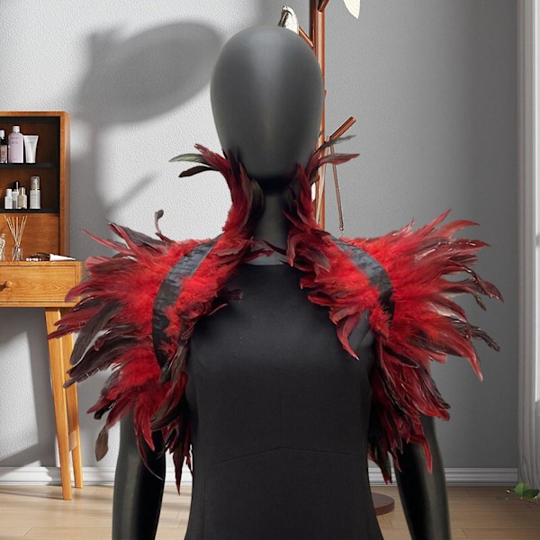 Fjer Shrug Shawl Skulder Wrap Kappe Blød Justerbar Retro Gothic Krave Cosplay Party Krop Scene Multicolor
