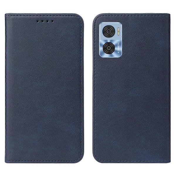 Magnetisk læder telefoncover til Motorola Moto E22/E22i Blue