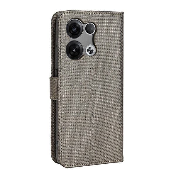 Diamanttexturerat läderfodral för OPPO Reno8 Pro Brown
