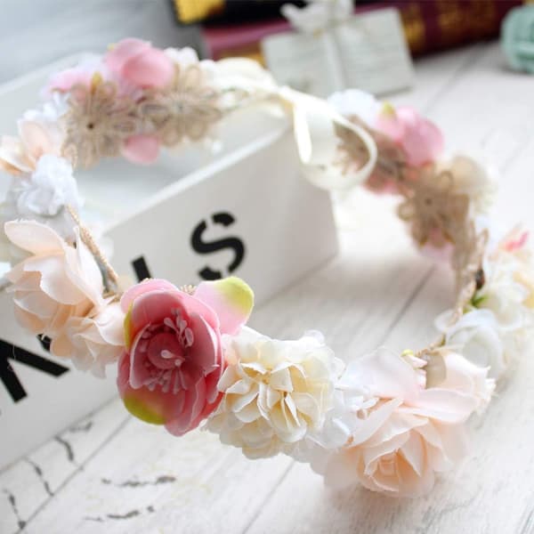 Fé-hårband för kvinnor - Blommor - Blomsterkrans - Blomster c