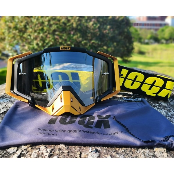 Siste Hot Motocross Goggles Briller Off Road Maske Hjelmer Goggles Ski Sport Gafas For Motorcycle Dirt gold Clear lens