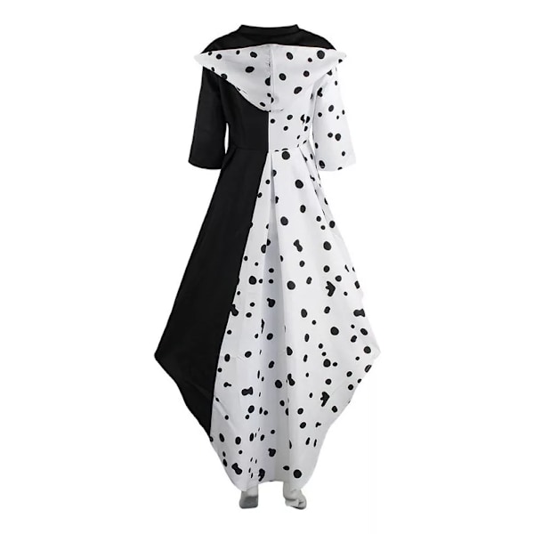 Cruella De Vil Cosplay Klänning Cruella Svart Vit Polka Dots AS M