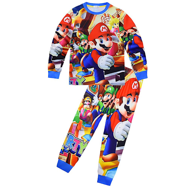 Super Mario Bros Børne Pyjamas Sæt Pjs Nattøj Lille Drenge Piger Børn Loungewear Nattøj Outfit Alder 4-9 År B 6-7Years