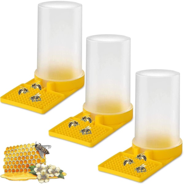 Bimatningsutrustning Bikupa Biodlingsutrustning Bin Plastskål för bidrickare Yellow Nest Design Fontän Automatisk bidrickare 3 stycken