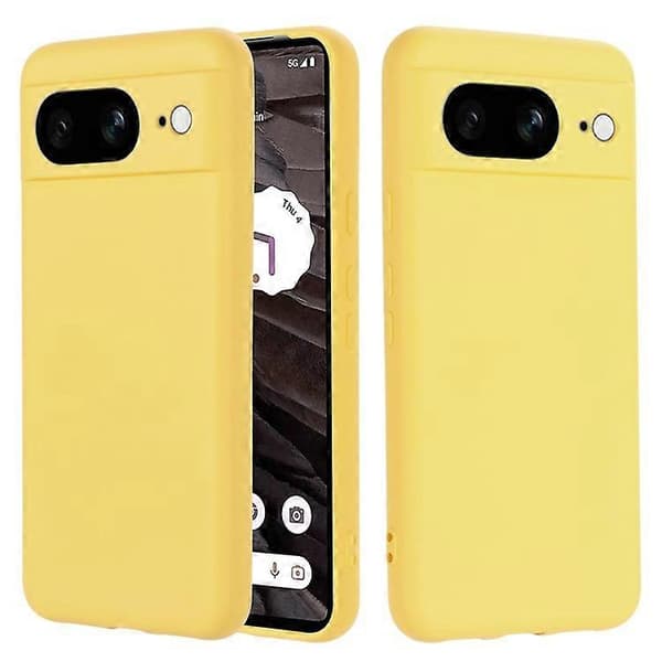 Kompatibel med Google Pixel 8 Anti-Fingeravtryck Mobilskal Flytande Silikon Mjukt Foder Baksida Yellow