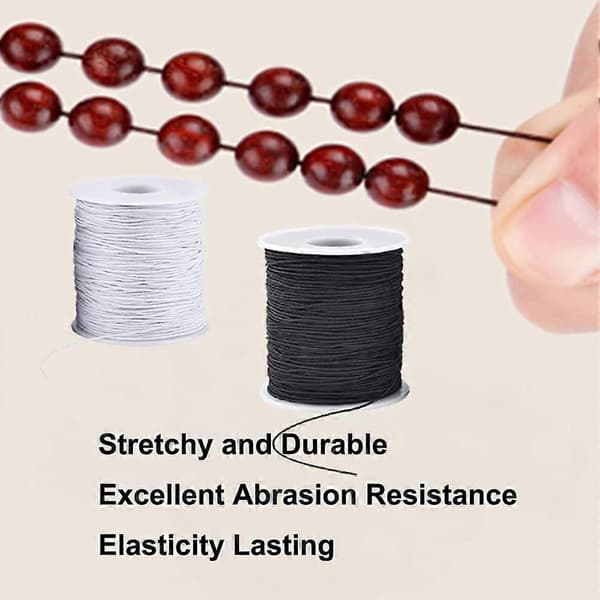 Elastisk tråd for armbånd, 4 ruller 1 mm solid elastisk tråd, elastisk snor for smykkelaging, halskjeder Svart & vit