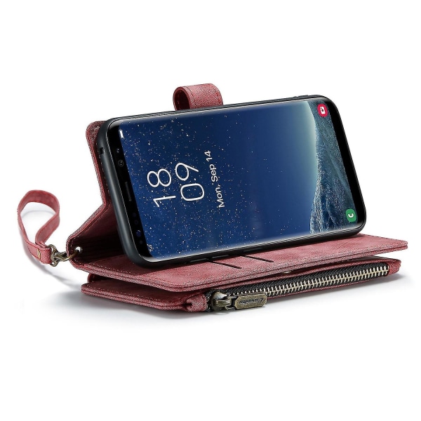 Puhelimen vetoketjullinen case Samsung Galaxy S8:lle, useita korttipaikkoja putoamisen estävä puhelimen cover Red Style B Samsung Galaxy S8