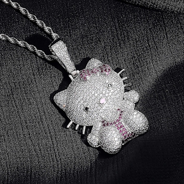 Hello Kitty -timanttikaulan riipus korkealaatuisella timantti-inlay-tekniikalla