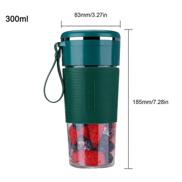 Bærbar Blenderkopp 300 ml Personlig USB-ladende Blender Green