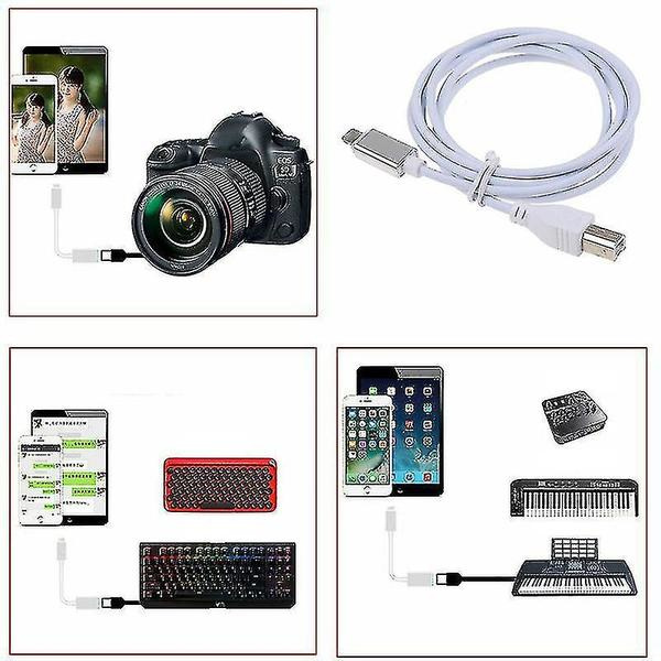Lightning til Type-B MIDI Keyboard Konverter USB 2.0 Kabel til iPhone 7 8 X iPad