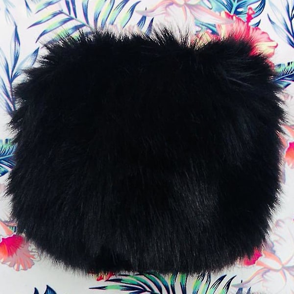 Dam Faux Fur Plysch Manschett Vantar Hand Arm Värmare Fluffy handledsvärmare Black