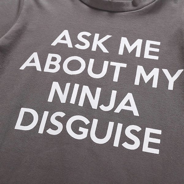 2024 Nytt Herre Ask Me About My Ninja Disguise Flip T-skjorte Morsom Kostyme Grafisk Humor A+ Black L
