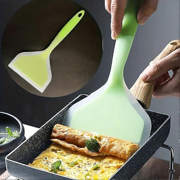 Silikon kjøkkenspatel, multifunksjonell varmebestandig skrape for non-stick panner, matlaging, røring av pannekaker og biffer 2st