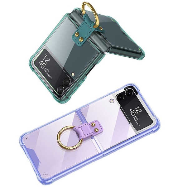 Case Cover Galaxy Z Flip 3 -puhelimelle pidikerenkaalla Clear Green