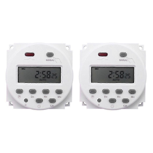 2x Ny LCD Digital Kontrol Power Programmerbar Timer DC 12V 16A Tidsrelæ Switch