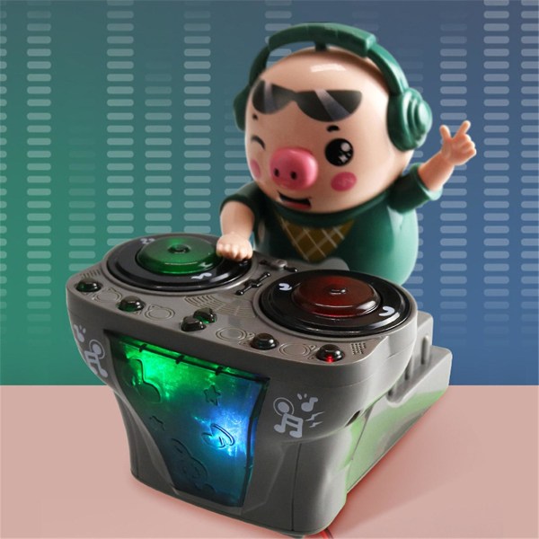 Fort Nite Dj Electric Music Dancing Pig Lelu värikkäällä valokeilauksella edestakaisin Multicolor
