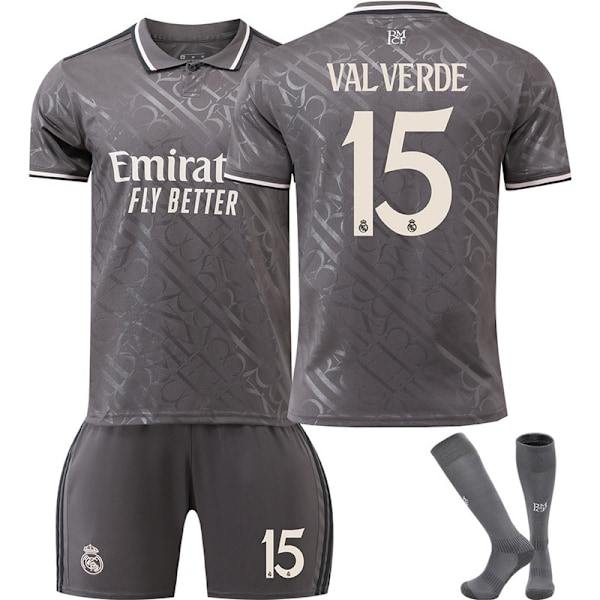 2024-2025 Real Madrid Bortedrakt Fotballdrakt Barn Nr. 15 VALVERDE 26