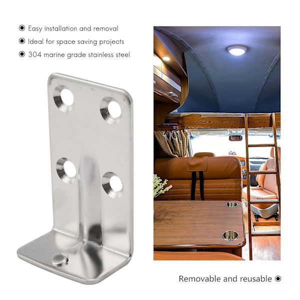 2 sett Marine Grade Rustfritt Stål Bord Brakett Sett Avtakbar Multiple Use For House Boat Marine silver