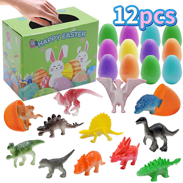 12 pakke påskeegg med dinosaur leker for barn Påskefesten favoriserer påske klasserom Premie leker gaver