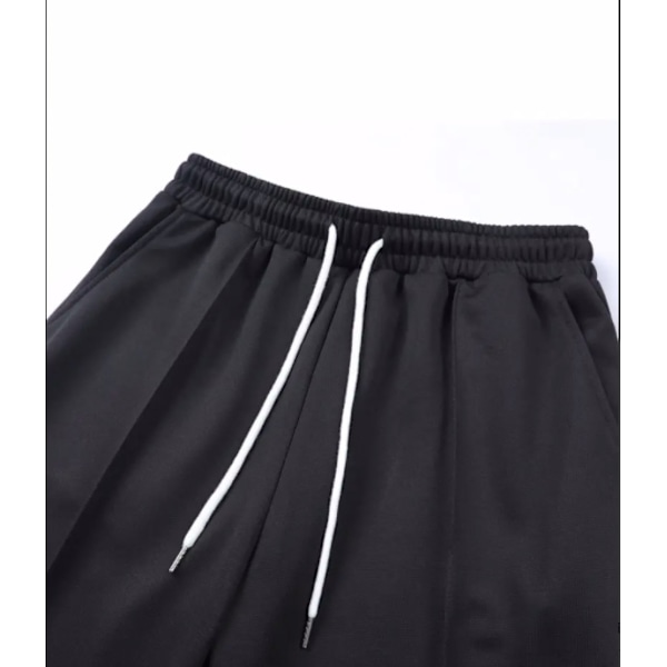 Herre sports casual fire sæsoner lange flared bukser slim fit snøre elastisk talje ensfarvede bukser Black XL
