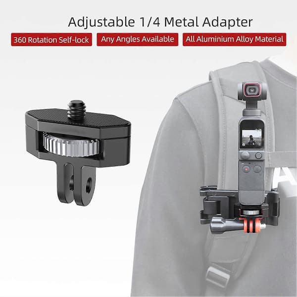 Justerbar roterbar aluminiumslegering 1/4 adapter for Pocket 2/insta360 One X2