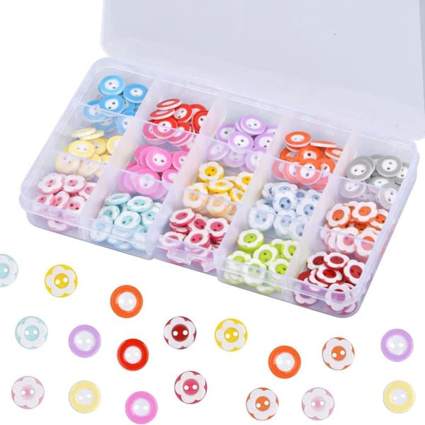 225 styk runde knapper, 12 mm børne syknapper, runde syknapper, farverige syknapper C