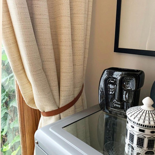 Læder Gardinstang Holder Holdbacks Til Kontor Stue Cafe Altan 2 Stk Dark brown
