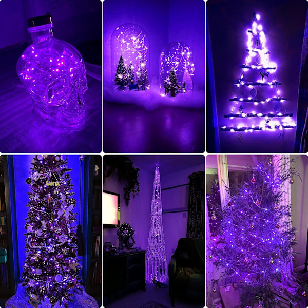 Lilla fe-lys, 3M/10ft 30LED Halloween-dekorasjonslys, batteridrevne oransje lysstrenger for Halloween, juledekorasjoner Purple