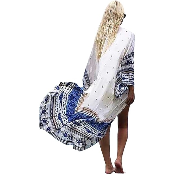 Sommer Lang Kaftan Bohemian Strand Kimono Badetøj Cover Up Plus Size Kjole Til Kvinder