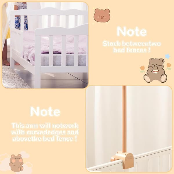 Crib Mobile Holder, Height Adjustable Wooden Mobile Stand, Suitable for Cribs, Hanging Wind Chimes and Changing Tables