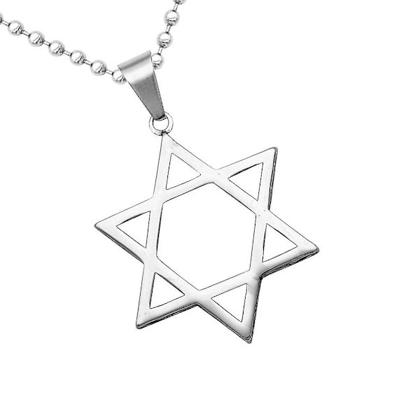 Miesten ruostumattomasta teräksestä valmistettu Star Of David -kaulakoruketju 20 hopeaa