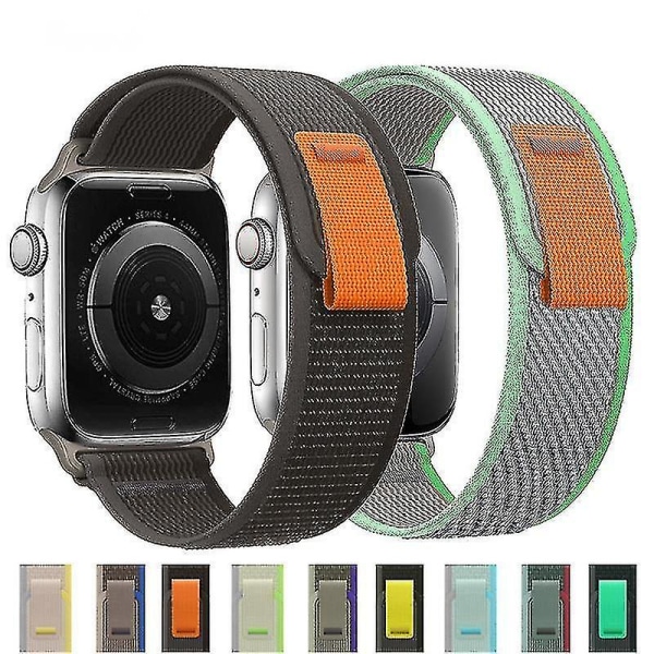 Passer for Apple Watch S7applewatchs8 Nylon Ultra Canvas 49mm45mm Wild Diameter Band 41m Gray with Yellow 42 44 45 49mm