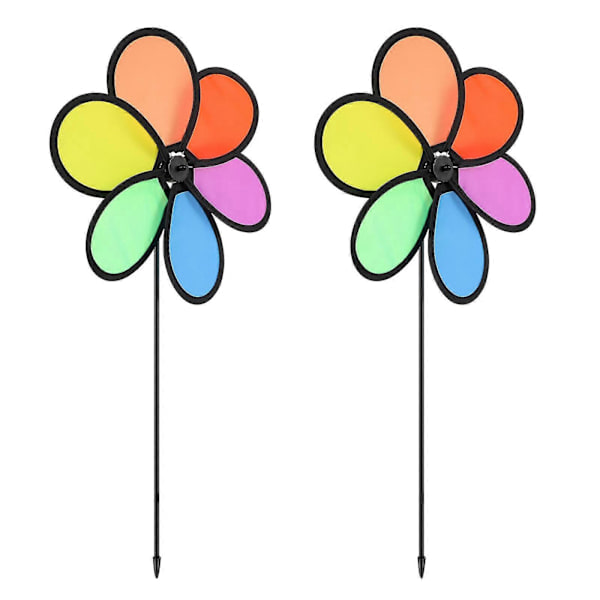 BESPORTBLE 2 stk. Blomsterformede Farverige Vimpel Vindmølle Legetøj Festdekoration til Have Græsplæne Børn Gave