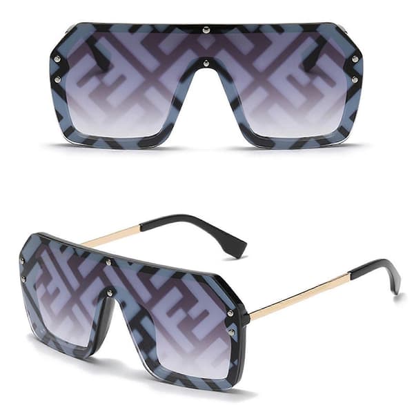 Nye opgraderede store stel trend bogstav solbriller samlede linser mænd kvinder mode all-match Blue