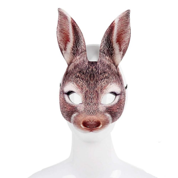 Halloween påske Mardi Carnival Party Maskerade Kanin Mask Animal Mask Cartoon Mask Brown Rabbit-Mask Average Size