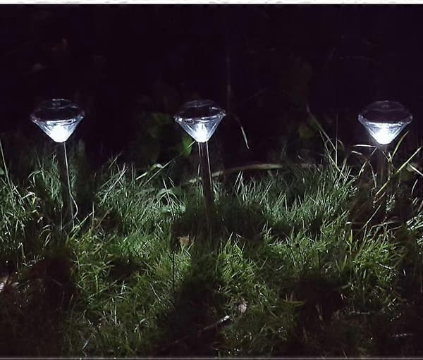 Solcelledrevne diamantstavlamper i rustfrit stål LED havelanterner 4 stk. hvid