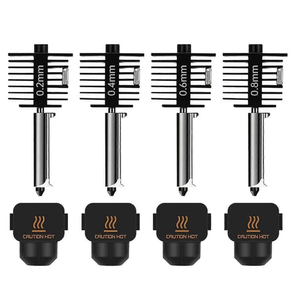 4-pak Bambus A1 mini/A1 Hotend Kit, 0.2/0.4/0.6/0.8mm Dyse af hærdet stål til Bambu Lab A1/A1mini, 3D-printer printhoved udskiftningsdyse til Bam