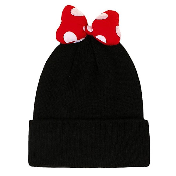 Uformell Barnelue i Strikket Bånd - Søt Beanie-Lue - Foldbar Høst og Vinter Black