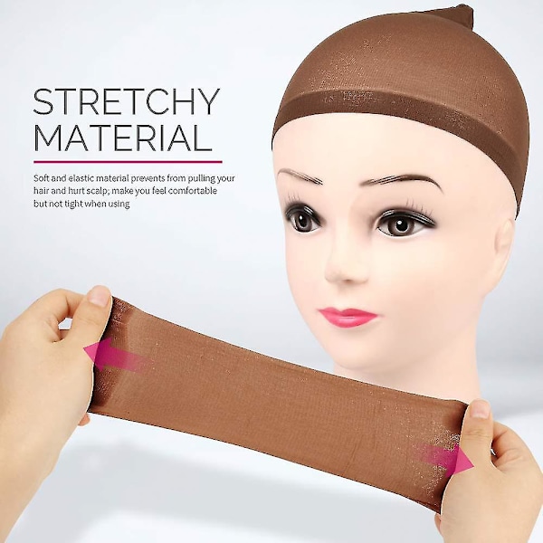 6 stk. Strømpebukse Parykkhetter Lysebrun Parykkhette for Lace Front Parykk Silkefôr Vev Parykkhette Nett Black