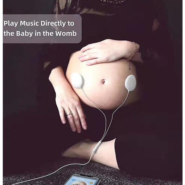 Baby-bump-hodetelefoner spiller og deler musikk, lyd og stemmer til livmoren Premium Baby Bump-høyttalersystem (hvit)