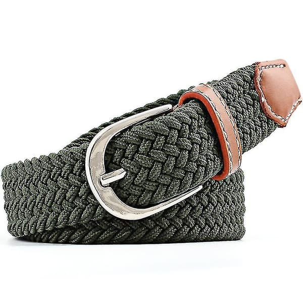Herr Dam Elastiska Flätade Bälten Stretch Spänne Bälte Army Green