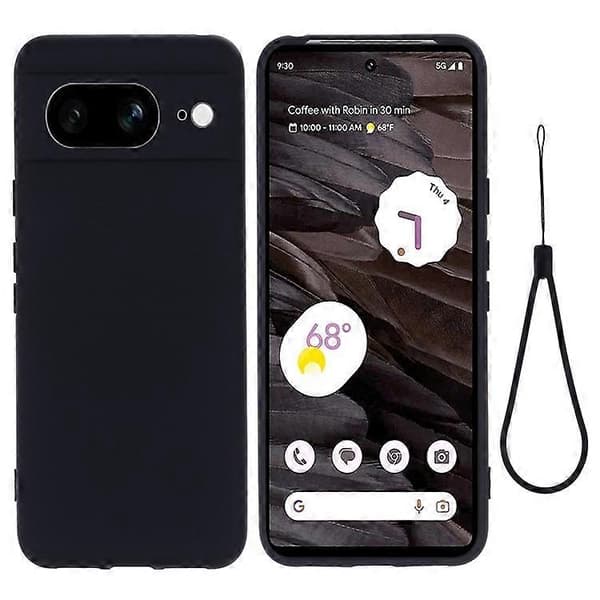 Kompatibel med Google Pixel 8 Anti-Fingeravtryck Mobilskal Flytande Silikon+Mjukt Foder Telefonfodral Baksida Black