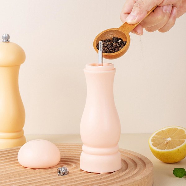 Pepperkvern Arbeidsbesparende Justerbar Grovhet Lett å etterfylle Krydderurt Mill Saltshaker Flaske Kjøkken Gadget Beige