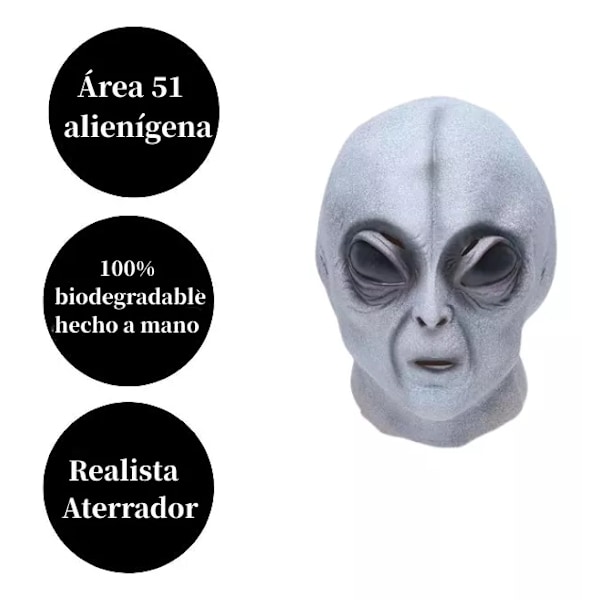 Grå Alien Maske Ekstraterrestrial Latex Halloween Horror Gris