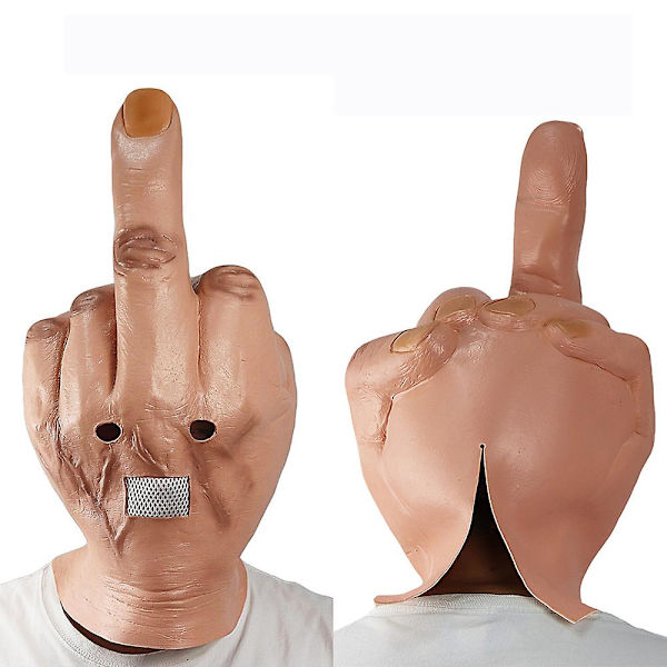 Halloween Party Latex Helhuvud Mask Mellanfinger Huvudbonader Rekvisita