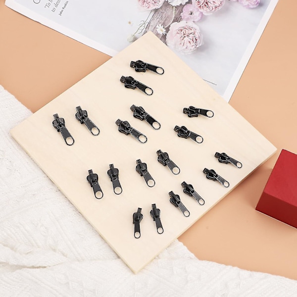 18 st Fix Zip Puller, Zipper Fixer Avtagbar Zipper Reparationssats, Omedelbar Zipper Flikar Dragkedja Byte Slider (Svart)
