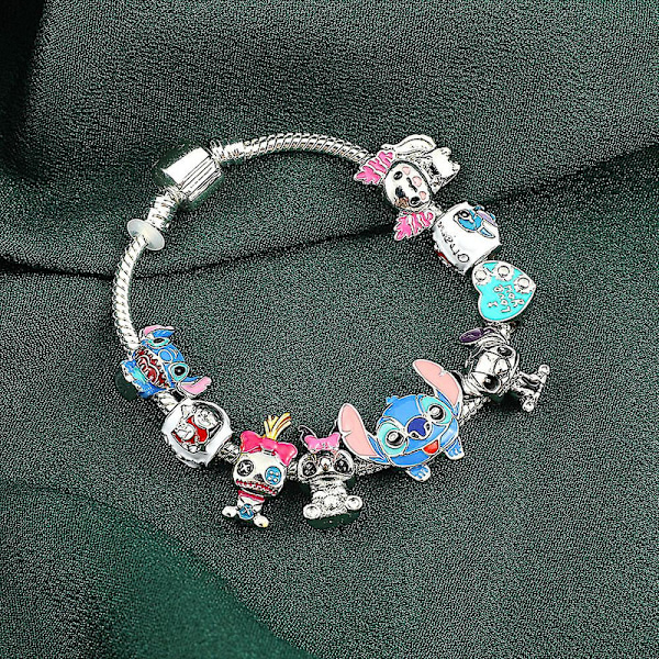 Tegneserie Stitch Armbånd med Charms Perler Armbånd Barn Jenter Smykker Gaver 19cm